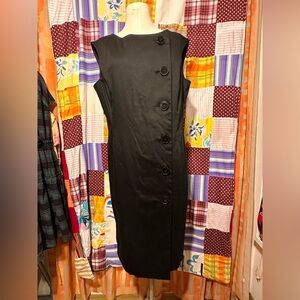 Anne Klein Black Button-Detail Midi Dress